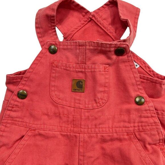 Carhartt Baby Overalls 12 Months Coral Pink 100% Cotton - Picture 4 of 7